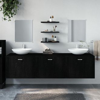 Berkfield Home 6 Piece Bathroom Furniture Set Black Engineered Wood