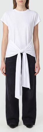 Toteme T-shirt lunga in cotone a girocollo con cintura in vita da annodare