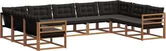 vidaXL Conjunto De Sof&aacute;s De Exterior 9 Uds. Natural Y Negro Vidaxl
