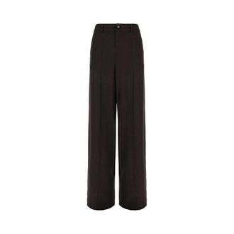 Gucci Horsebit Silk Jacquard Trousers - female - Gucci - Wide Trousers - Brown - M - Trousers