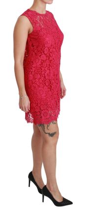 Dolce & Gabbana Womens Pink Floral Lace Shift Gown Mini Dress Rayon
