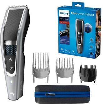 Philips Tondeuse per capelli Philips Series 5000 HC5650/15, lavabile, nero/argento, ideale per uomo
