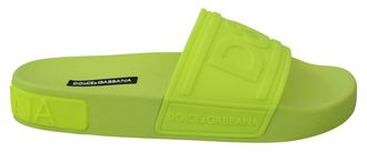 Dolce & Gabbana Dames Groene DG Logo Fluorescente Strand Slippers