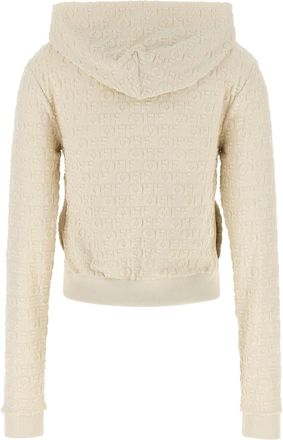 Off-white Embossed Logo Jacquard Terry Hoodie - Cream