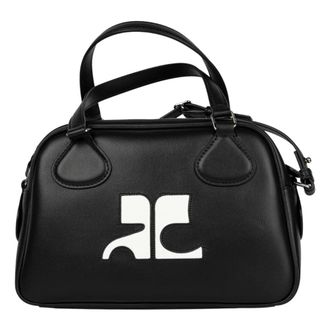 Courr&egrave;ges Handbags, female, Black, Size: ONE SIZE Leather Bowling Bag Reissue