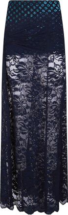 Paco Rabanne Floor Length Sheer Lace Skirt