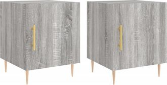 vidaXL Vidaxl - Mesitas Noche 2 Uds Madera Ingenier&iacute;a Gris Sonoma 40x40x50 Cm