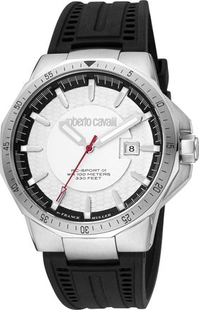 Roberto Cavalli White Dial Black Band Watch