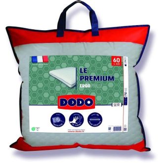 Dodo Oreiller Le Premium Dodo - 60x60 Cm - M&eacute;moire De Forme - Taie D&eacute;houssable - Fabriqu&eacute; En France