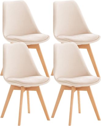 Clp Set de 4 sillas con asiento en terciopelo beige