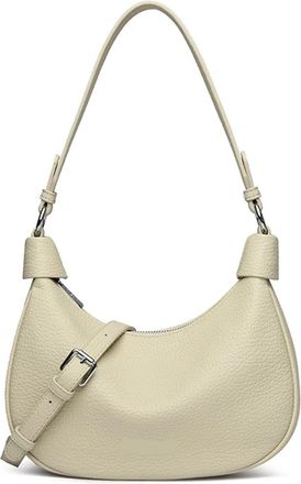 Generic Compatible For Two Belt Strap Soft Leather Shoulder Bag Womens Crossbody Female Small Hobos Armpit Purses(Rice White)