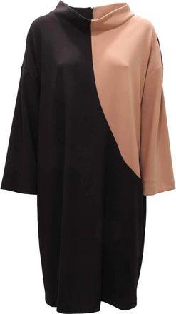 Joseph Ribkoff Bicolor Oversize Jurk Model 223289 - Dames - Korte kleedjes - Zwart - XL - Kleedjes