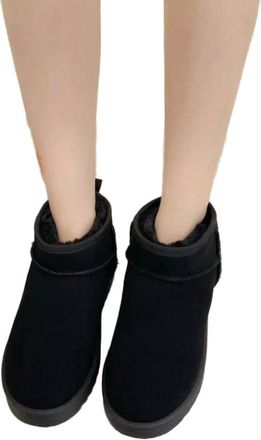 Generic YUJIEBB Snow Boots Womens Short Tube Thickened Cotton Shoes Non-Slip Winter Shoes Student Womens Black