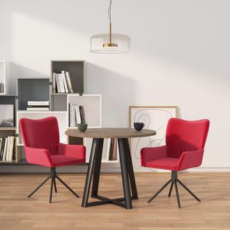vidaXL Sillas De Comedor Giratorias 2 Unidades Terciopelo Rojo Tinto Vidaxl