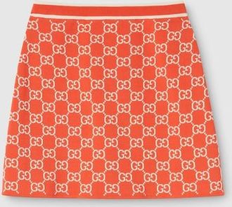 Gucci GG Fine Cotton Jacquard Skirt, Orange, Ready-to-wear
