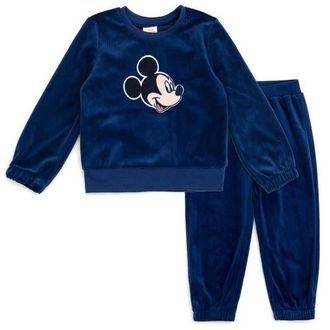 Disney Velour Sweatshirt & Pants Set in Mickey Mouse Blue at Nordstrom, Size 18M