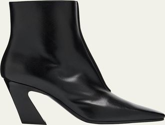 Bottega Veneta Lewis Leather Square-Toe Ankle Boots