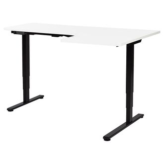 Beliani Escritorio Esquinero Regulable El&eacute;ctrico Forma De L 160 X 59 Cm Derecho Tablero Blanco Base Negra Destines