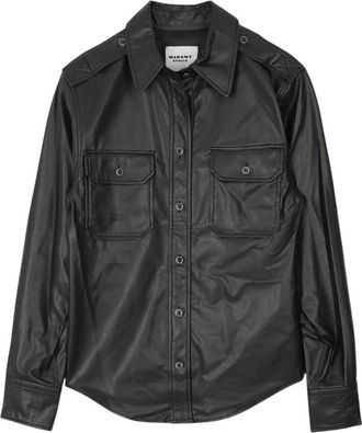 Isabel Marant Overhemden, Dames, Zwart, S, Leer, Noee Shirt