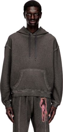 Diesel Hoodie with print and studs - Sweaters - Man - Grey