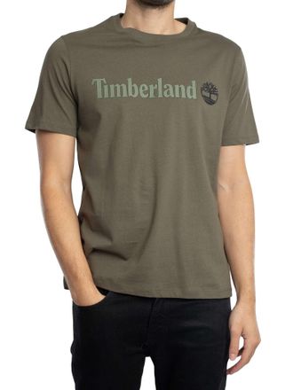 Timberland Mens Linear Logo T-Shirt, Dark Green, XXL