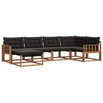 vidaXL Conjunto De Sof&aacute;s De Exterior Con Coj&iacute;n 6 Pcs Natural Y Negro Vidaxl