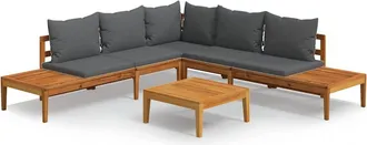 vidaXL Set Muebles De Jard&iacute;n 4 Pzas Cojines Gris Oscuro Madera Acacia Vidaxl