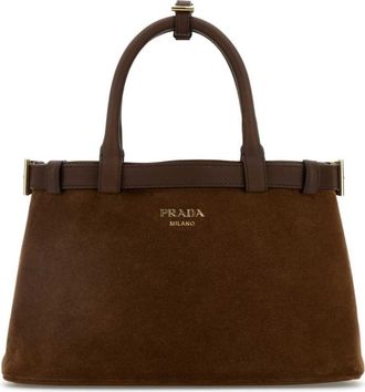 Prada Brown Suede Buckle Handbag