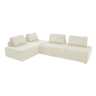 Sweeek Sof&aacute; modular de pana, 4 plazas, crema