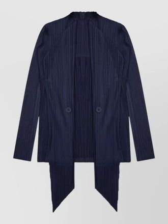 Pleats Please Issey Miyake button detail longline knitwear pleated design