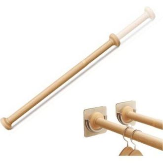 OEM Barras De Armario Ajustables De Imitaci&oacute;n Madera Para Colgar Ropa, Sin Necesidad De Taladrar, Para Armario, Ba&ntilde;o O Lavadero (50-80 Cm)