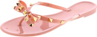 Top Moda TOP Moda Womens Studded Jelly Flip Flops Sandals with Bow pink Size: 6 UK