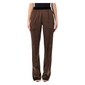 Tom Ford Broeken, Dames, Bruin, S, Satijn, Stretch Silk Satin PJ Pants