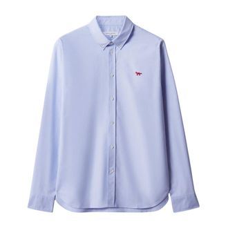 Maison Kitsun&eacute; Overhemden, Heren, Blauw, S, Katoen, Profile Fox Casual Shirt