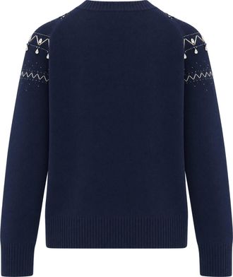 Liu Jo Crystal-Embellished Fair Isle Sweater - Navy
