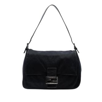 Fendi Pre-owned Shoulder Bags, female, Black, Size: ONE SIZE Pre-owned Cotton Shoulder Bag