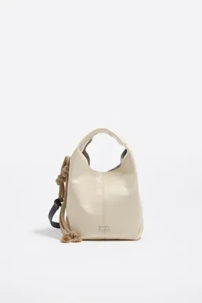 Bimba & Lola Leather Mini Paper Bag SS26 in Ivory at Nordstrom