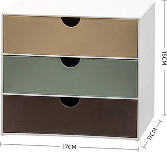 OEM Organizador De Maquillaje - Caja De Almacenamiento Creativa Con Tres Cajones - Organizador De Cuidado De La Piel - 171115cm Marr&oacute;n Y Verde