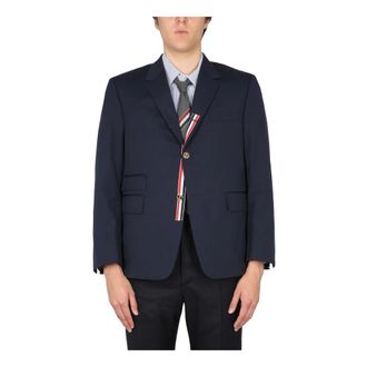 Thom Browne FIT 5 SB S/C W/ GG Placket IN Typewriter Cloth - male - Thom Browne - Blazers - Blue - XL - Jackets
