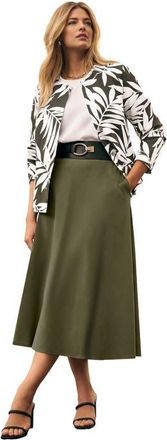 Jessica London Bi-Stretch Lady Jacket in Olive Green Palm at Nordstrom, Size 22