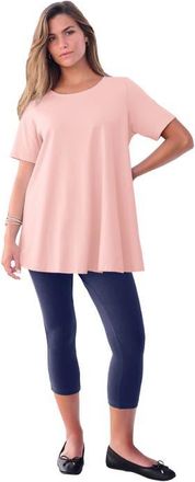 Roaman's Plus Size Ultimate Cotton Crewneck Short Sleeve Swing Tee in Soft Blush at Nordstrom, Size Small
