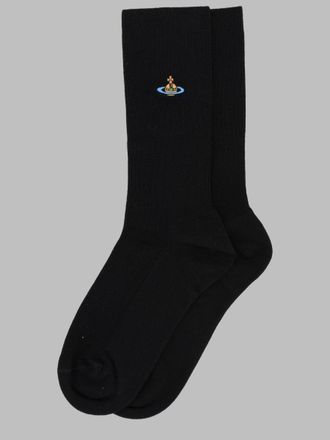 Vivienne Westwood Ribbed Crew with Logo Orb Socks - Black
