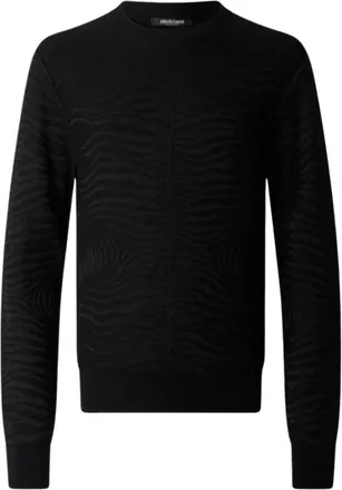 Roberto Cavalli Truien & Vesten, Heren, Zwart, L, Polyester, Trui Met Zebra Patroon