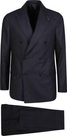 Lardini Double-Breasted Blazer with Peak Lapels and Matching Trousers