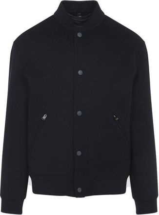 Canali Wool Navy Blue Bomber Jacket