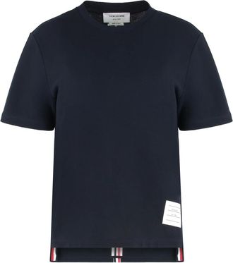 Thom Browne Tops, Dames, Blauw, 2Xs, Katoen, Katoenen T-shirt met ronde hals