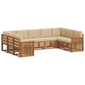 vidaXL Conjunto De Sof&aacute;s De Exterior 9 Uds. Natural Y Beige Vidaxl