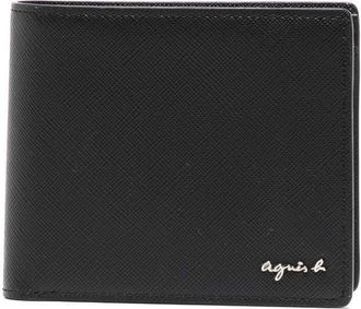 agnès b. logo-plaque leather wallet - men - Calf Leather - One Size - Black