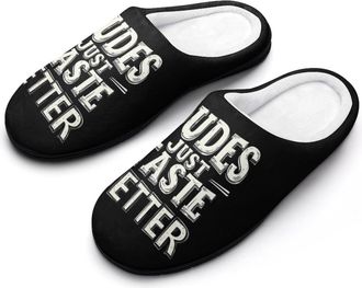 Generic Dudes Just Taste Better Slippers Men Winter Warm Cotton Anti-Slip Indoor Slip-Ons House Shoes