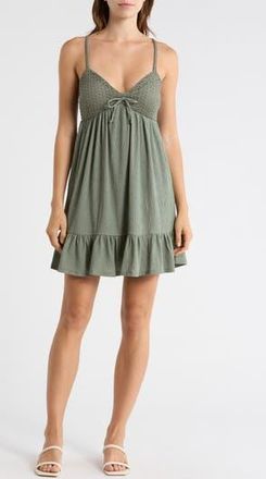 Madden Girl Crochet Babydoll Tiered Dress in Seagrass at Nordstrom Rack, Size X-Large
